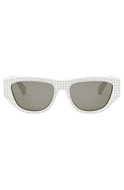 Shop Celine Animation 55mm Gradient Cat Eye Sunglasses In Ivory / Smoke