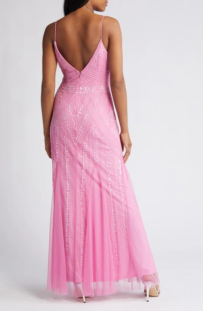 Shop Jump Apparel Gatsby Beaded A-line Gown In Pink