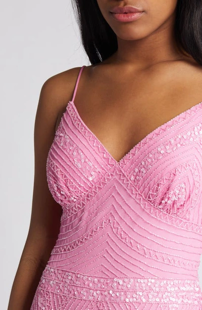 Shop Jump Apparel Gatsby Beaded A-line Gown In Pink
