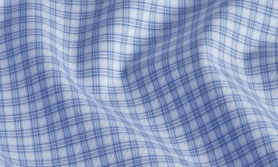 Shop David Donahue Trim Fit Dobby Microcheck Dress Shirt In Blue/ White