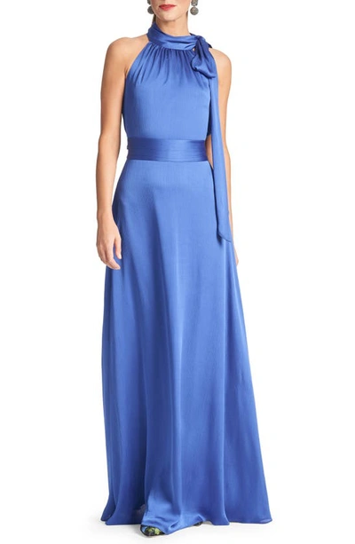 Shop Sachin & Babi Kayla Crinkle Georgette Gown In French Blue