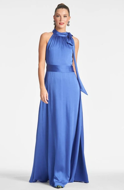 Shop Sachin & Babi Kayla Crinkle Georgette Gown In French Blue