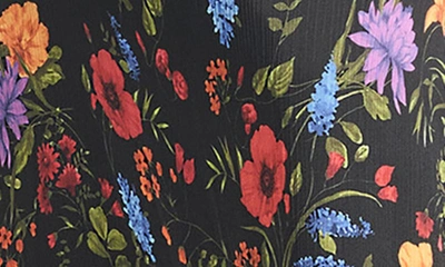 Shop Sachin & Babi Chelsea Floral One-shoulder Crinkle Georgette Gown In Noir Wildflower