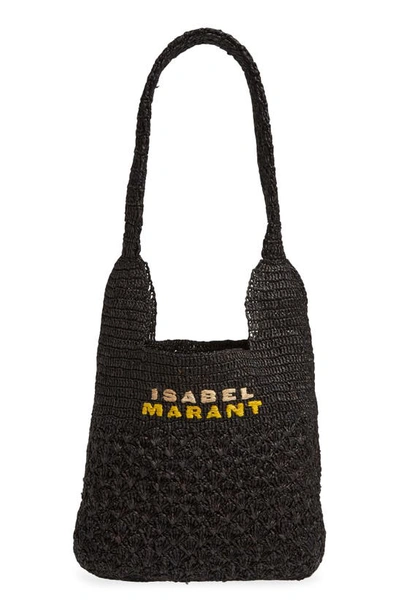 Shop Isabel Marant Small Praia Raffia Tote In Black