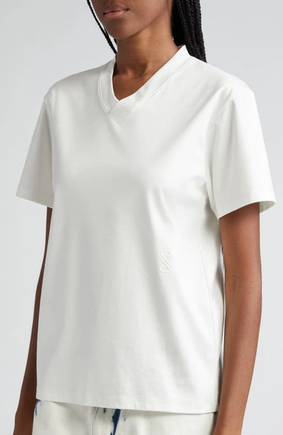 Shop Proenza Schouler Talia Monogram V-neck Cotton Jersey T-shirt In White