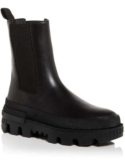 Shop Moncler Coralyne Womens Leather Stretch Mid-calf Boots In Black