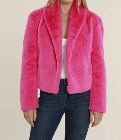 Shop Dolce Cabo Faux Fur Shawl Collar Jacket In Hot Pink