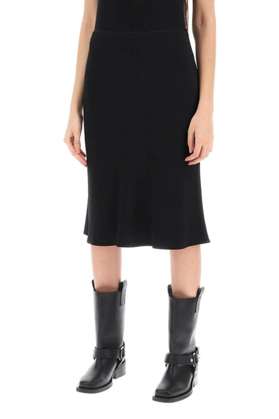 Shop Ami Alexandre Mattiussi Ami Paris Midi Crepe Skirt In In Black