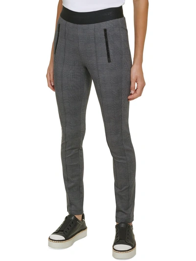 Shop Karl Lagerfeld Womens Houndstooth Pull-on Skinny Pants In Grey