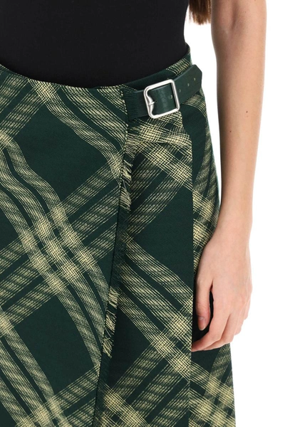 Shop Burberry Maxi Kilt With Check Pattern In Multicolor