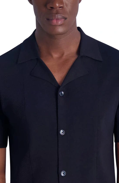Shop Karl Lagerfeld Paris Textured Short Sleeve Knit Shirt In Black