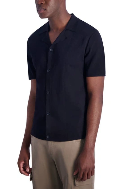 Shop Karl Lagerfeld Paris Textured Short Sleeve Knit Shirt In Black