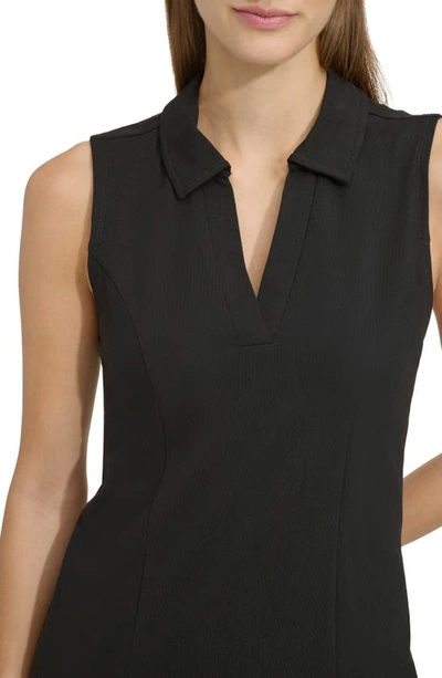 Shop Andrew Marc Stretch Cotton Polo Dress In Black