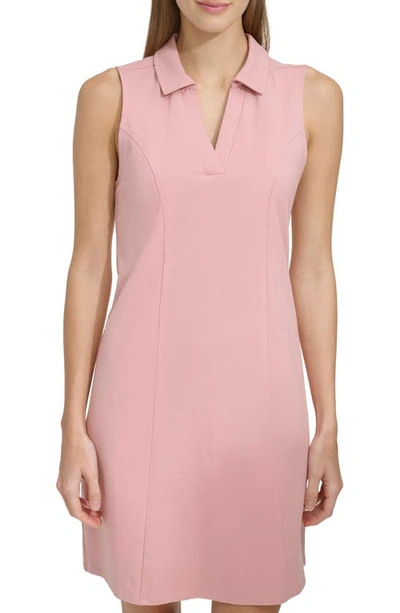 Shop Andrew Marc Stretch Cotton Polo Dress In Rose