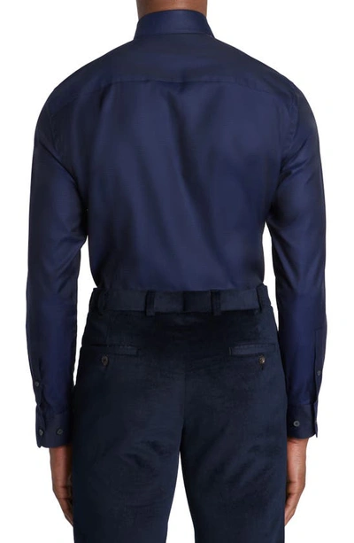 Shop Jack Victor De Lavigne Cotton Dress Shirt In Navy