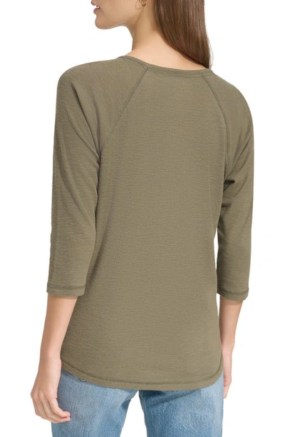Shop Andrew Marc Waffle Knit Top In Dusty Olive