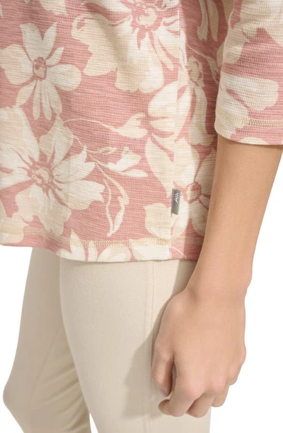 Shop Andrew Marc Waffle Knit Top In Rose Multi Floral