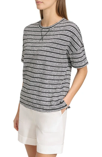 Shop Andrew Marc Heritage Stripe Boxy T-shirt In Black/ White Combo