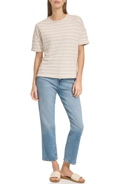 Shop Andrew Marc Heritage Stripe Boxy T-shirt In Oatmeal Combo