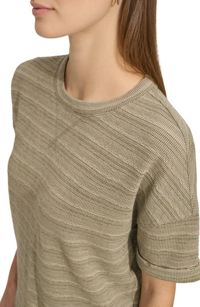 Shop Andrew Marc Heritage Stripe Boxy T-shirt In Dusty Olive Combo