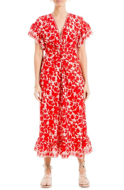 Shop Max Studio Flutter Sleeve Dress In Red