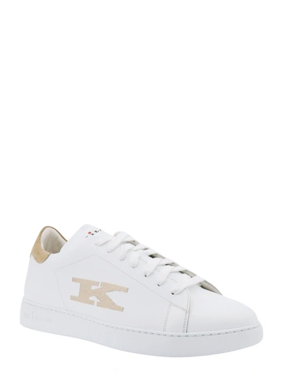 Shop Kiton Leather Sneakers With Embroidered Monogram