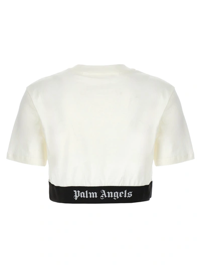 Shop Palm Angels Logo Tape Crop T-shirt White/black