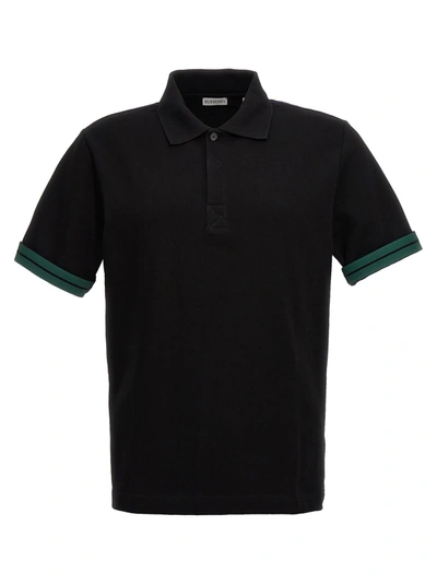 Shop Burberry Sleeve-turn-up Polo Shirt T-shirt Black