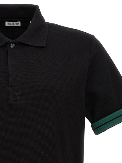 Shop Burberry Sleeve-turn-up Polo Shirt T-shirt Black