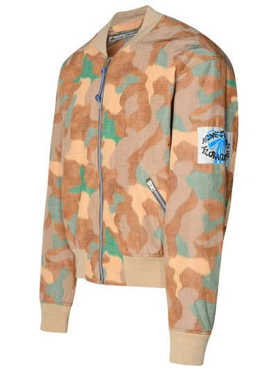 Shop Acne Studios Multicolor Cotton Blend Bomber Jacket In Orange