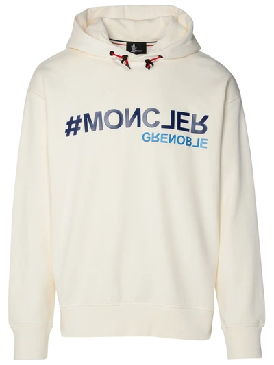 Shop Moncler Grenoble Ivory Cotton Sweatshirt In White