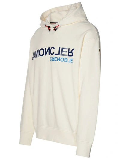 Shop Moncler Grenoble Ivory Cotton Sweatshirt In White