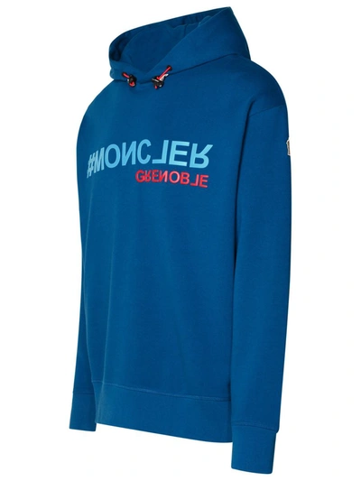 Shop Moncler Grenoble Blue Cotton Sweatshirt