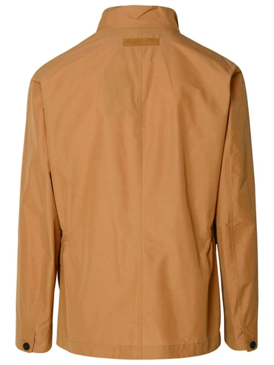 Shop Zegna Brown Cotton Blend Jacket