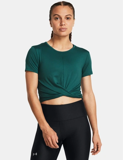 Shop Under Armour Motion Crossover Crop Short Sleeve In Green