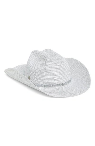 Shop Bcbg Rhinestone Straw Cowboy Hat In White