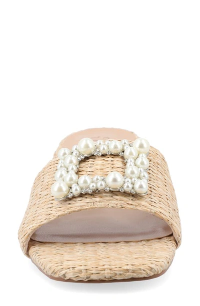 Journee Collection Justina Embellished Raffia Slide Sandal In Natural