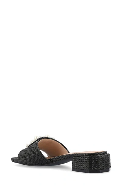 Journee Collection Justina Embellished Raffia Slide Sandal In Black