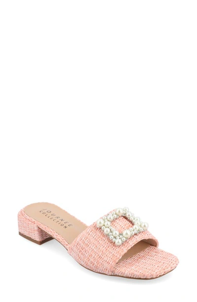 Shop Journee Collection Justina Embellished Raffia Slide Sandal In Pink