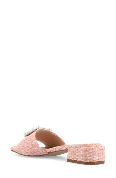 Shop Journee Collection Justina Embellished Raffia Slide Sandal In Pink