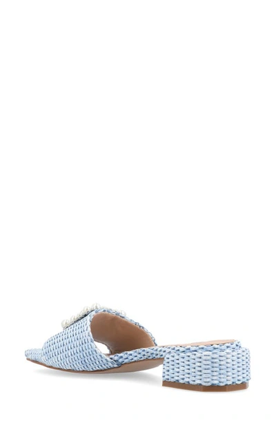Journee Collection Justina Embellished Raffia Slide Sandal In Blue