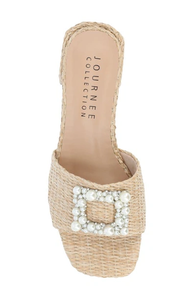 Journee Collection Justina Embellished Raffia Slide Sandal In Natural