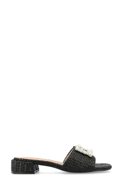 Journee Collection Justina Embellished Raffia Slide Sandal In Black