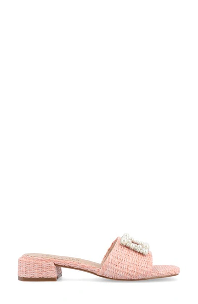 Shop Journee Collection Justina Embellished Raffia Slide Sandal In Pink