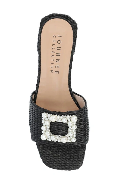 Journee Collection Justina Embellished Raffia Slide Sandal In Black
