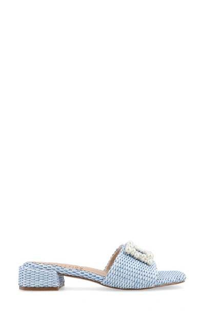 Journee Collection Justina Embellished Raffia Slide Sandal In Blue