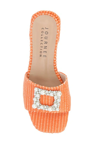 Shop Journee Collection Justina Embellished Raffia Slide Sandal In Orange