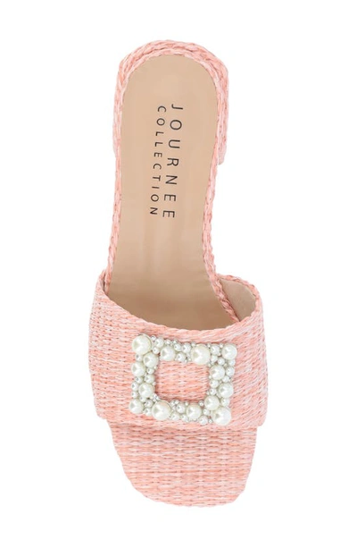 Shop Journee Collection Justina Embellished Raffia Slide Sandal In Pink