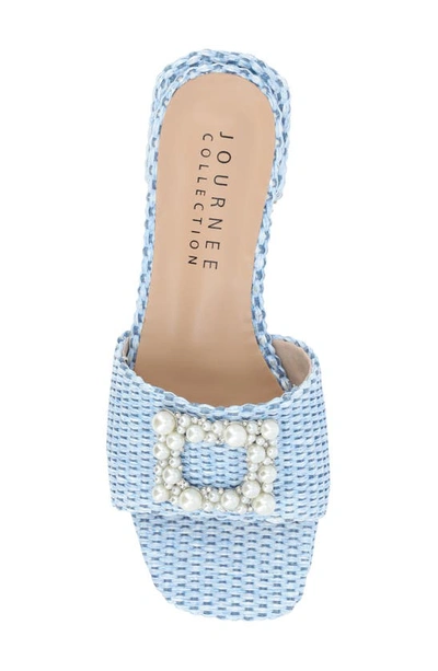 Journee Collection Justina Embellished Raffia Slide Sandal In Blue