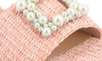 Journee Collection Justina Embellished Raffia Slide Sandal In Pink